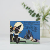 vintage Halloween zwarte katten Feestdagenkaart (Staand voorkant)