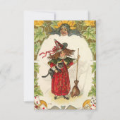 Vintage Hallowen Witch Afbeelding op uitnodigingen (Voorkant)