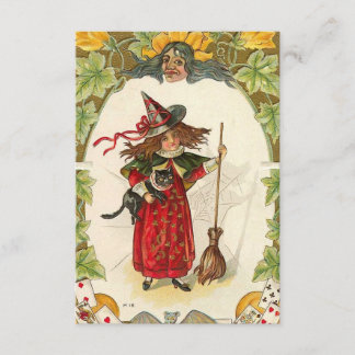 Vintage Hallowen Witch Afbeelding op uitnodigingen