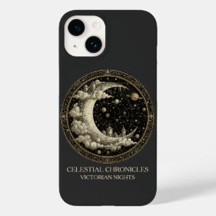 Vintage Halve Maan met Wolken, Retro Victoriaans Case-Mate iPhone 14 Hoesje