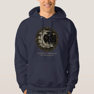 Vintage Halve Maan met Wolken, Retro Victoriaans Hoodie