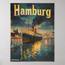 Vintage Hamburg Harbour Poster