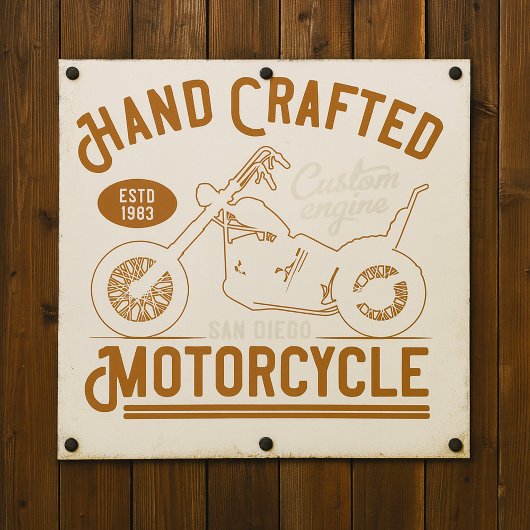 Vintage Hand Crafted Motorcycle Custom Design Poster