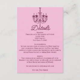 Vintage Hand Drawn Chandelier Wedding Details Informatiekaartje