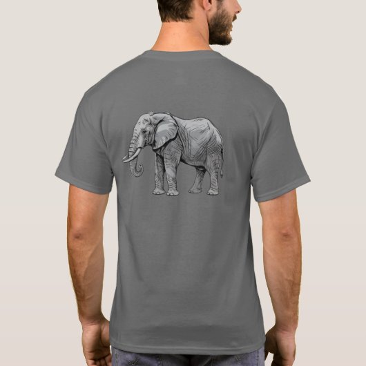 Vintage Hand Drawn Elephant Illustration T-Shirt | (Achterkant)