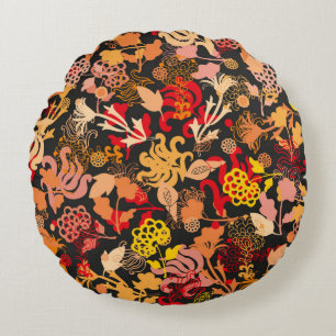 Vintage hand drawn seamless floral pattern rond kussen