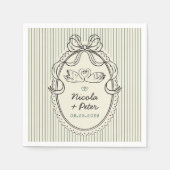 Vintage Hand Drawn Swan Stripes Wedding Servet (Voorkant)