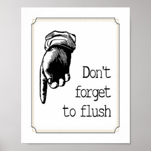 Vintage hand kinderen spoeltoilet herinnering badk poster