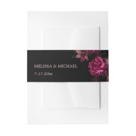 Vintage Hand Painted Roses Dark Moody Wedding Uitnodigingen Wikkel