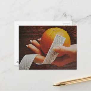 Vintage Hand Vasthoudend Oranje Fruit Ingrediënten Briefkaart