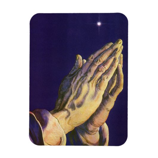 Vintage handen bidden met Ster van Bethlehem Magneet (Verticaal)