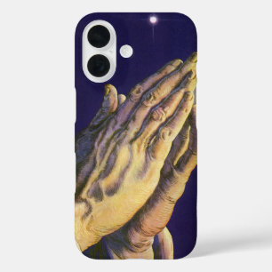 Vintage handen biddend met Ster van Bethlehem iPhone 16 Hoesje