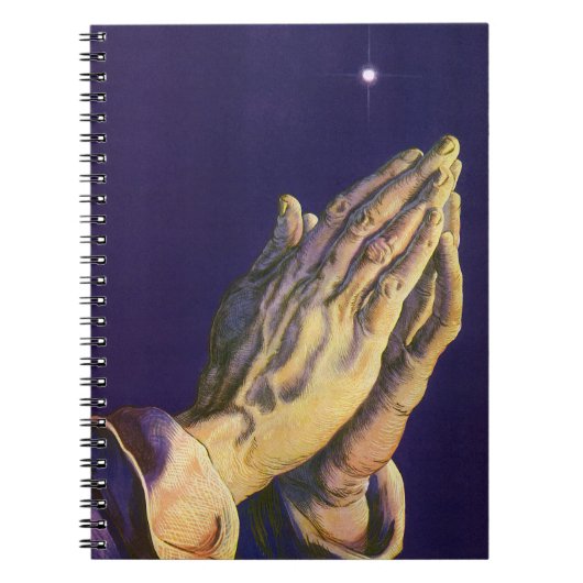 Vintage handen biddend met Ster van Bethlehem Notitieboek (Voorkant)