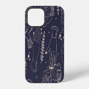 Vintage handen en vogels: artistiek patroon iPhone 12 hoesje