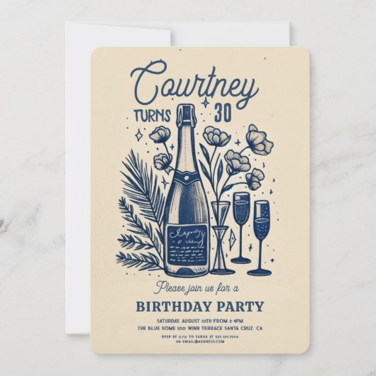 Vintage handgeschreven krabbeltekening 30ste verja kaart (Voorkant)