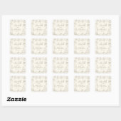 Vintage Handgetekende Whimsical Bruiloft Vierkante Sticker (Vel)
