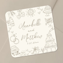 Vintage Handgetekende Whimsical Bruiloft