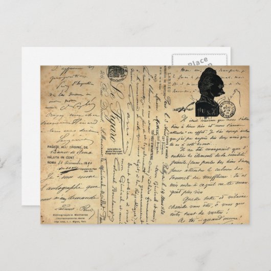 Vintage Handwriting Postcard Briefkaart (Voorkant / Achterkant)