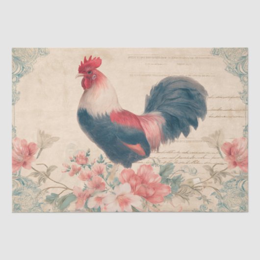 Vintage Hane Boerderij Tissuepapier (Voorkant)