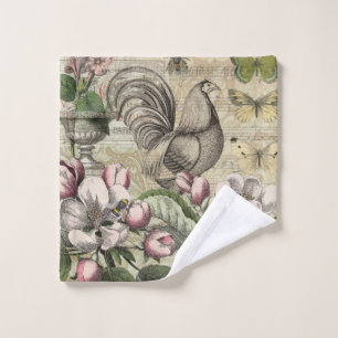 Vintage Hane Tuin Collage Kunst: Frans Landelijk Bad Handdoek