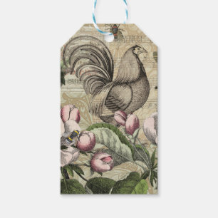 Vintage Hane Tuin Collage Kunst: Frans Landelijk Cadeaulabel