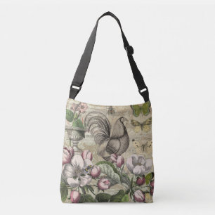 Vintage Hane Tuin Collage Kunst: Frans Landelijk Crossbody Tas