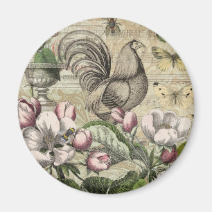 Vintage Hane Tuin Collage Kunst: Frans Landelijk Magneet