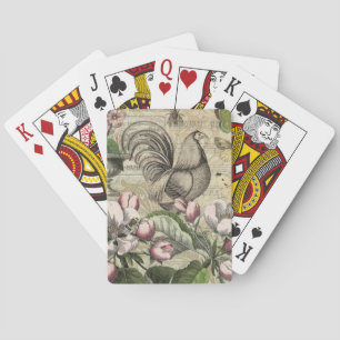 Vintage Hane Tuin Collage Kunst: Frans Landelijk Pokerkaarten