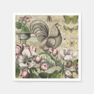 Vintage Hane Tuin Collage Kunst: Frans Landelijk Servet