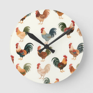 Vintage Hanenpatroon Boerderijstijl Ronde Klok