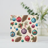 Vintage Hanging Christmas Ornaments  Feestdagenkaart (Staand voorkant)