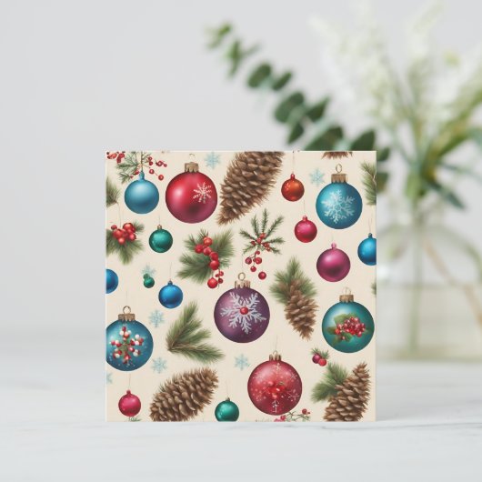 Vintage Hanging Christmas Ornaments  Feestdagenkaart (Staand voorkant)