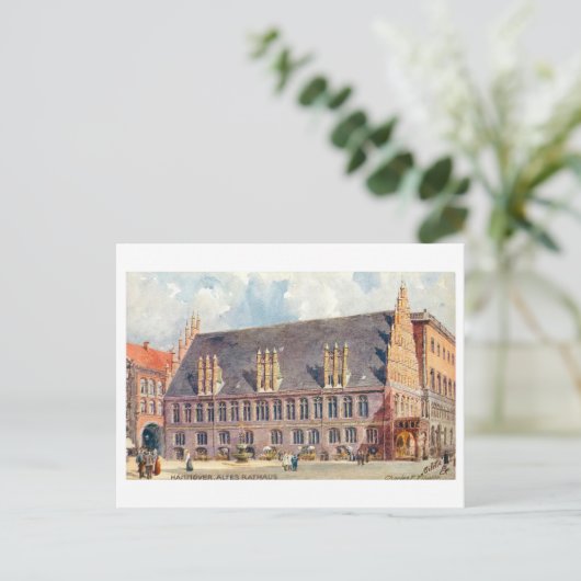 Vintage Hannover Germany Rathaus Briefkaart (Staand voorkant)