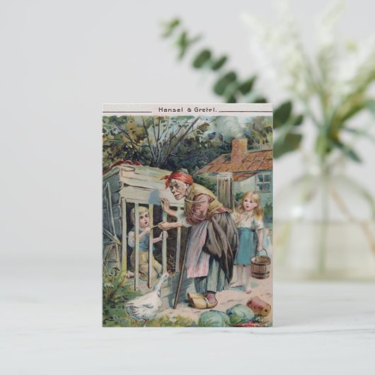 Vintage Hansel & Gretel 1906 Briefkaart (Staand voorkant)