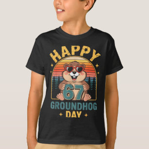 Vintage Happy 67 Groundhog Day Dierliefhebber Here T-shirt