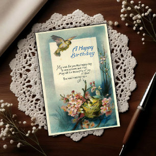 Vintage Happy Birthday 1917 Vogelnest Briefkaart