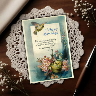 Vintage Happy Birthday 1917 Vogelnest Briefkaart