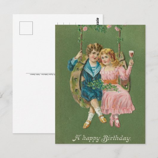 Vintage Happy Birthday-ansichtkaart 1900s Briefkaart (Voorkant / Achterkant)