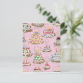 Vintage Happy Birthday Cakes Briefkaart (Staand voorkant)