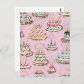 Vintage Happy Birthday Cakes Briefkaart (Voorkant / Achterkant)