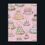 Vintage Happy Birthday Cakes Briefkaart<br><div class="desc">Vintage Happy Birthday Cakes</div>
