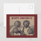 Vintage Happy Birthday Hedeegel familie Feestdagenkaart (Voorkant / Achterkant)