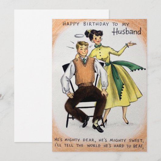 Vintage Happy Birthday Husband Holiday Kaart (Voorkant / Achterkant)
