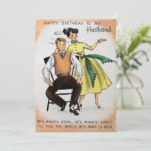 Vintage Happy Birthday Husband Holiday Kaart (Staand voorkant)