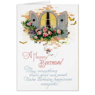 Vintage Happy Birthday Wenskaart