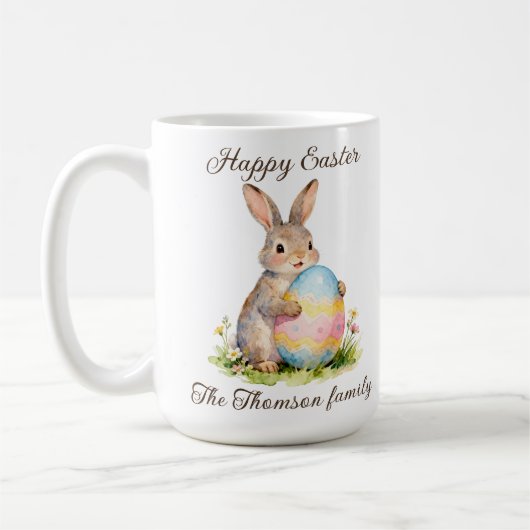 Vintage Happy Easter Bunny with Egg Family Koffiemok (Links)