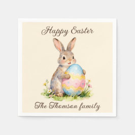 Vintage Happy Easter Bunny with Egg Family Servet