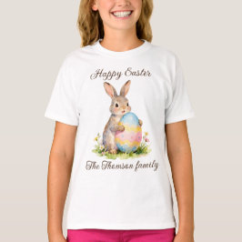 Vintage Happy Easter Bunny with Egg Family T-shirt
