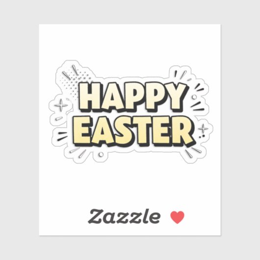 Vintage Happy Easter Typographic Sticker (Vel)