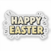 Vintage Happy Easter Typographic Sticker (Voorkant)